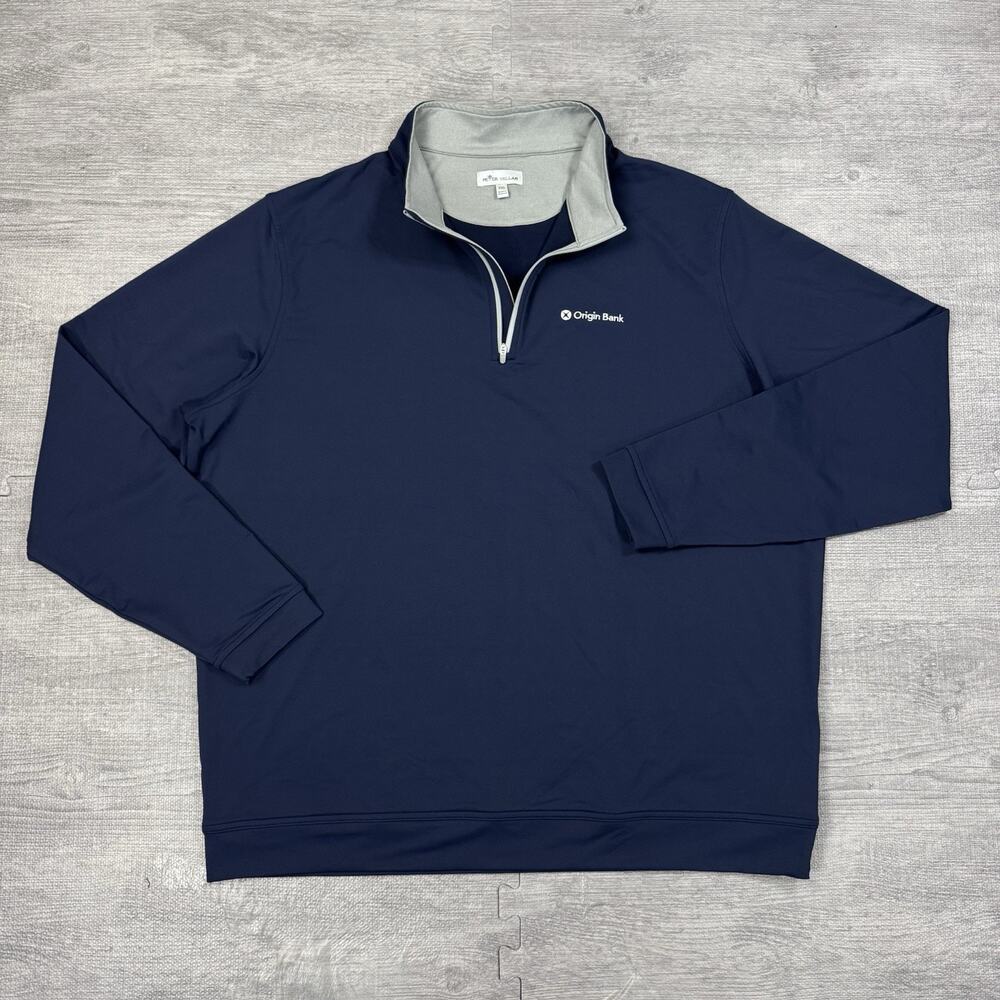 Peter Millar 1/4 Zip Pullover Men’s XXL Navy Perth Performance Stretch Golf LOGO